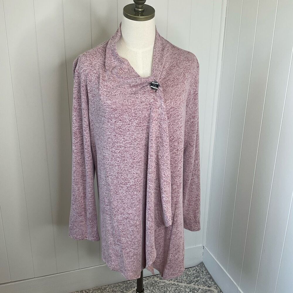 AGB Womens Large Wrap Sweater Cardigan Purple One Button Closure Long Sleeve